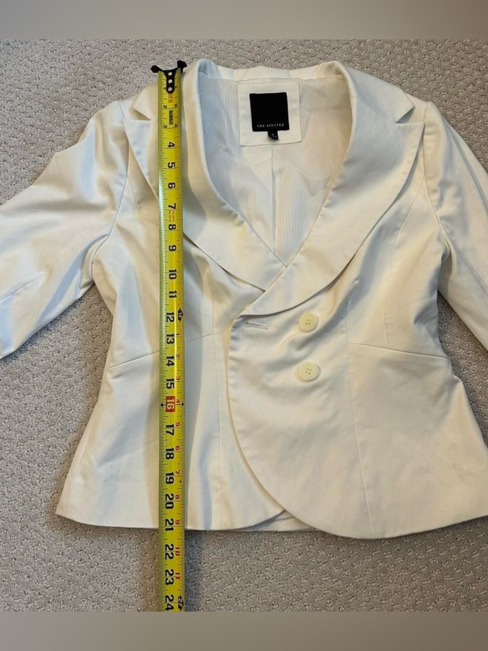 The Limited Ivory White Double-Breasted Fitted Blazer Jacket | Medium - Picture 7 of 8